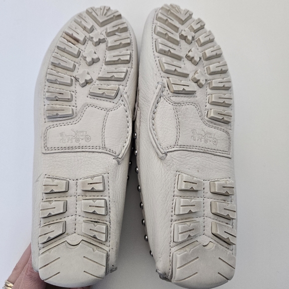 Coach Arlene Studded Moccasin‎ White Loafers Size 7 Leather Maximalist Baddie - Picture 6 of 10